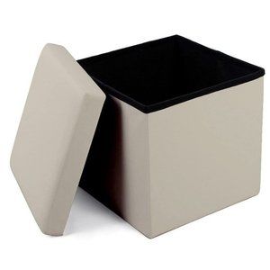 Small Faux Leather Folding Ottoman Cube Organizer Storage 12"x12"x12"